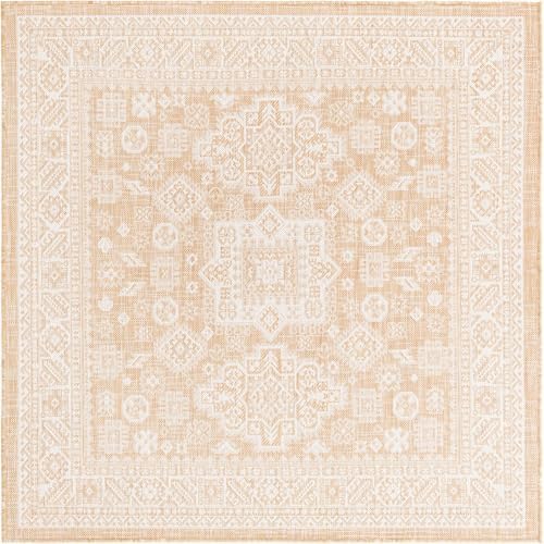 Rugs.com - Outdoor Aztec Rug – 5 Ft Square Natural Washable Indoor/Outdoor Rug – Perfect for Patios, Decks, and Porches - Image 3