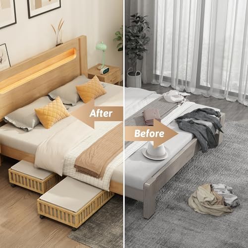 MHXW SXPN 2 Pack Bamboo Under Bed Storage Containers with Wheels, Nature - Image 5