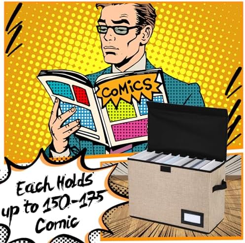 Chuangdi 6 Pcs Comic Book Storage Boxes,Beige - Image 4
