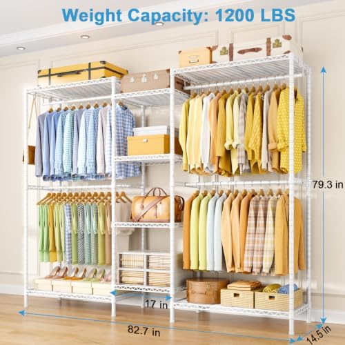 Ulif E4 Plus Heavy Duty Clothes Rack, White Metal Closet Storage System - Image 5
