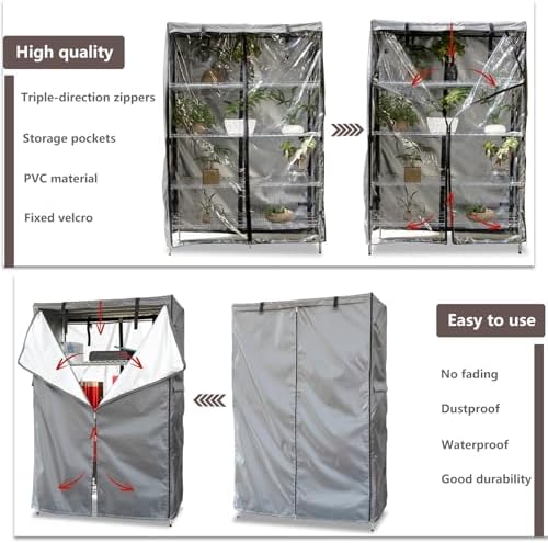 okcool Waterproof Shelf Cover,600D Heavy Duty Wire Shelving Unit Cover,Shelf Display Rack Protector Cover with Zipper,One Side See Through Panel.(Grey,Fits 36" Wx14 Dx54 H Shelves) - Image 5