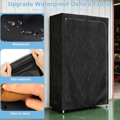 Rileytee Wire Shelf Cover,Heavy Duty 600D Dustproof Waterproof Shelf Covers for Wire Shelving,Outdoor Storage Rack Cover for Wire Rack with Zipper,Black,36"W x 14"D x 54"H - Image 6