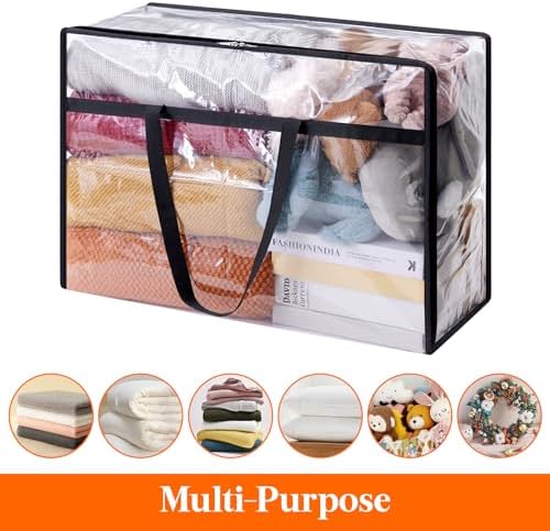Lifewit 60L Clear Clothes Storage Bags,Plastic Foldable Blanket Storage Bag - Image 4