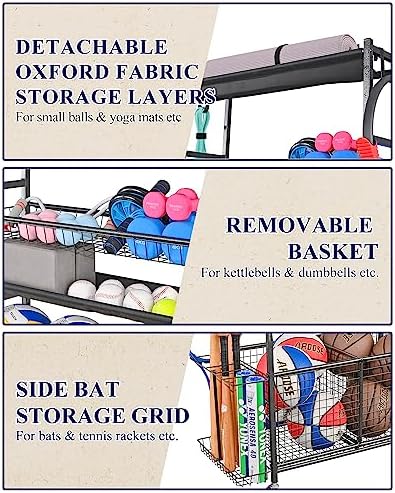 Mythinglogic Rolling Sports Equipment Organizer for Garage Gear and Toys - Image 3
