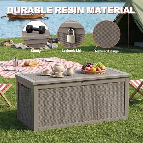 EFU Outdoor Storage Box 360 Gallon Deck Box, Waterproof Resin, Grey - Image 3