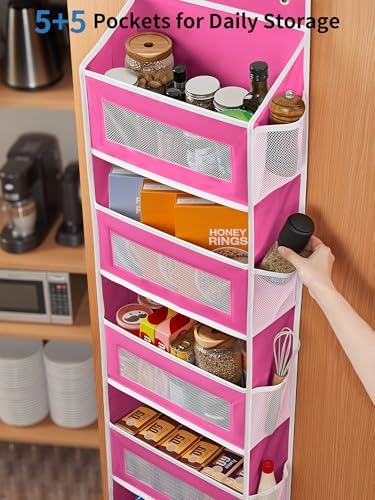 JARLINK Over the Door Organizer for Bathroom, 5 Shelf Rose Pink, 2 Pack - Image 6