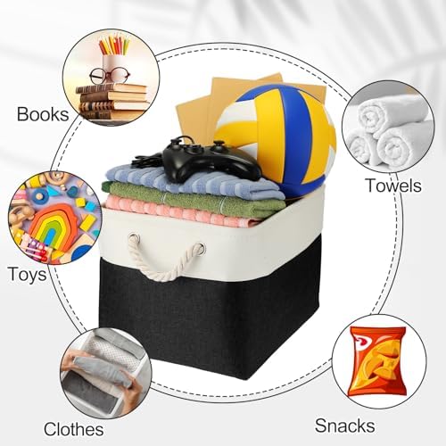 meekoo 8 Pack Fabric Storage Bins Baskets, 15 x 11 x 9.5 in, Black White - Image 5