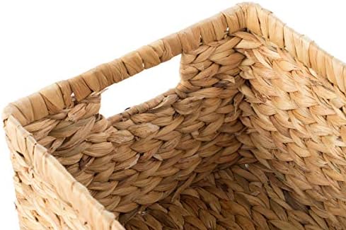 Natural Woven Water Hyacinth Wicker Rectangular Storage Bin Basket with Handles, Large - Image 5