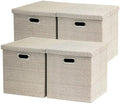 Storage Bins with Lids,13 x 13 Inch Foldable Fabric Cube Baskets Boxes Organizer for Closet, Shelves, and Home. (Khaki, (13x13) 4 pack) by EITMOW