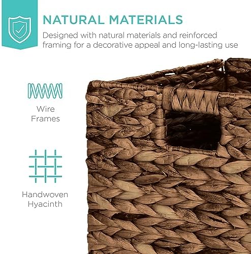 Best Choice Products 13x13in Pack of 5 Cube Storage Baskets, Water Hyacinth Multipurpose Collapsible Organizers, Handwoven Laundry Totes for Laundry, Living Room, Kids Room & Nursery - Brown - Image 4
