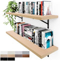 Kaboon 36 inch Long 10 inch Deep Floating Shelves for Wall Set of 2, Large Open Shelves Wall Mounted, Space Saving Home and Commercial Use, Light Walnut by Kaboon