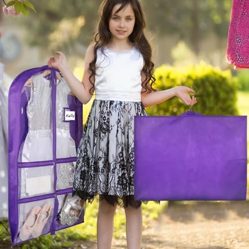Syeeiex 40 Inch Clear Dance Costume Garment Bag, Purple, 5 Pack - Image 2