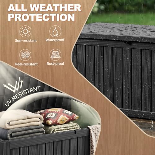EFU Outdoor Storage Box 210 Gallon Deck Box, Waterproof Resin, Black - Image 2