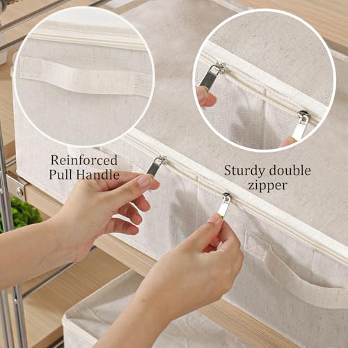 Underbed Storage Basket with PP Panel,23.6x11.8x5.9in,Beige,3 Pack - Image 5