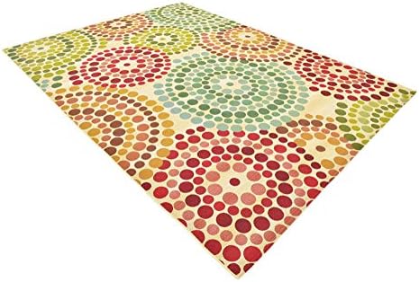 Unique Loom Outdoor Modern Collection Area Rug - Spark (8' x 11' 4" Rectangle, Beige/ Burgundy) - Image 3