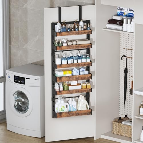6-Tier Over The Door Pantry Organizer, Heavy-Duty Metal Wall Mount or Hanging Spice Rack, behind the door storage Shelves with Adjustable Basket, Back of Door Organizer for Kitchen Cabinet and Closet - Image 7