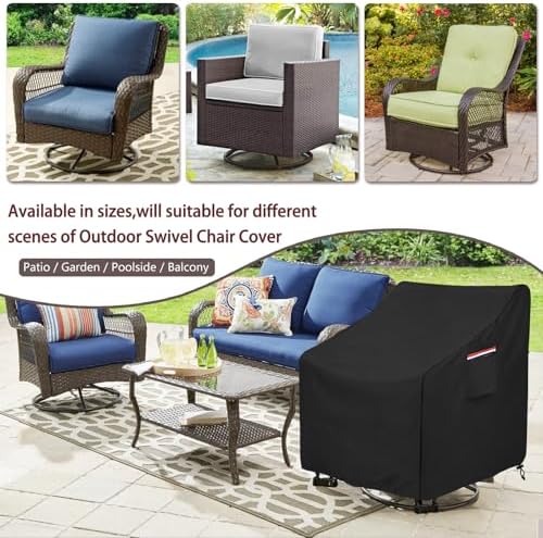 Patio Swivel Chair Cover 4 Pack,Waterproof Heavy Duty Outdoor Chair Covers,Outdoor Swivel Chair Cover for Patio Furniture Covers(30 W x 34 D x 38.5 H inches),Black - Image 4