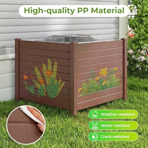 GIANTEX No-Dig Air Conditioner Fence, 2 Panels, 48''W x 36''H, Brown - Image 2