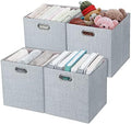 Posprica 3X Thicker Fabric Storage Cubes 13 inch Collapsible Storage Bins for Organization, Cubby Storage Baskets for Organizing Shelf Cabinet Bookcase Boxes, Set of 4, Silver Grey by Posprica