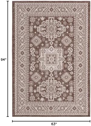 Rugs.com - Outdoor Aztec Rug – 5' 3 x 8' Brown Indoor/Outdoor Rug – Flatweave Geometric Area Rug for Patio, Deck, and Porch - Image 2