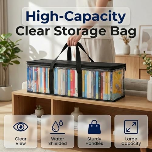 Large Capacity Waterproof Organizer Bag with Handles, 2026 New Large Moving Bags, Storage Bags for Space Saving, Clear Storage Bins with Lids for Clothes, Bedroom, Moving (4, Black) - Image 2