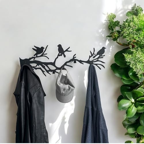Decorative Bird Tree Branch Wall Mounted Coat Rack, Metal Art Hanger for Coats, Hats, and Scarves, Unique Wall Decor Hooks for Entryway or Bedroom, Durable and Modern Design (47 x 16 inches) - Image 3