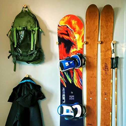 Grassracks Nubbins - Bamboo Flush Ski Wall Mount & Snowboard Wall Mount - Ski Rack & Snowboard Rack by Grassracks