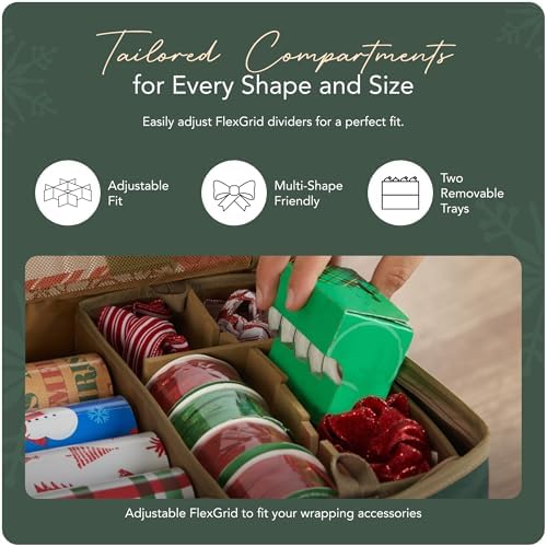 Covermates Gift Wrap Storage Organizer, 57" W x 13" D x 6.5" H, Green - Image 5
