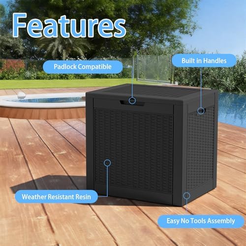 Vixzen 36 Gallon Deck Boxes Outdoor Waterproof, Lockable Resin Storage Box with lid for Furniture Cushions, Weatherproof Containers Outside Storage Boxes for Garden Patio Pool Tools(Black, 36 Gallon) - Image 5
