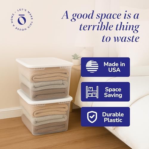 HOMZ Snaplock, Large Clear Plastic Storage Organizer Bins w/Lids, 2 Pack - Image 6