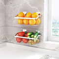2PCS Kitchen Storage Metal Wire Fruit Basket - SUS304 Stainless steel Organizer Storage Bin Baskets for Bathroom - Space Saving Design for Pantry Organization, Spice Rack,Self Adhesive（Silver） by kaileyouxiangongsi