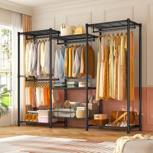 Raybee Clothes Rack, Freestanding Closet Storage System, 4 Rods 7 shelves - Image 5