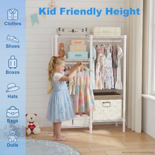 Ulif F1 Garment Rack for Kids, 4 Tiers Closet System Hold 410lbs, White - Image 6
