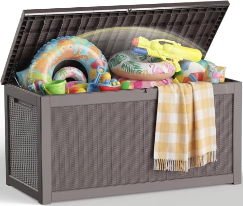 EFU Outdoor Storage Box 360 Gallon Deck Box, Waterproof Resin, Grey by EFU