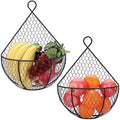 BSTKEY Set of 2 Hanging Black Metal Fruit Vegetable Baskets by BSTKEY