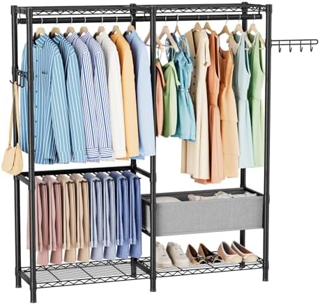 Golpart Heavy Duty Clothes Rack Metal Wardrobe with Adjustable Wire Shelves by Golpart