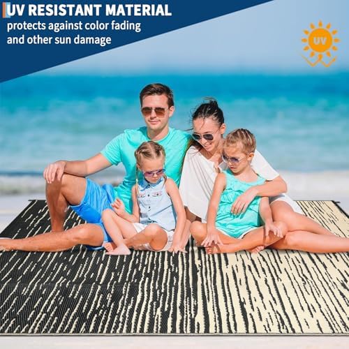 Garvee Waterproof Patio Rug 8x10 Modern Outdoor Camping Rug, Black Coffee - Image 5