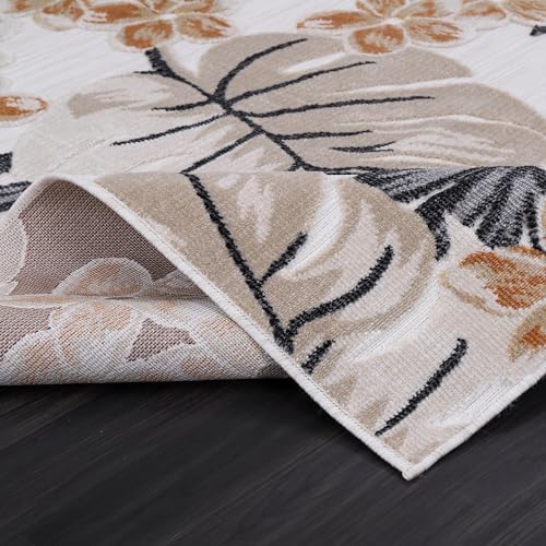 Luul Home Floral Indoor Outdoor Rugs 8x10 Large Area Rug for Living Room, Patio Decor, Kitchen, and Entryway Rug, Washable Stain Resistant Outside Carpet Yellow 8 x 10 - Image 3
