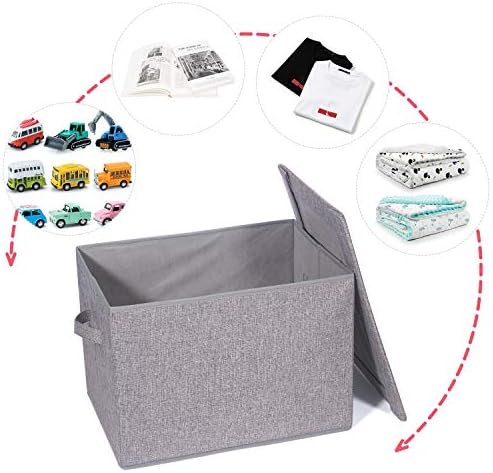 TENABORT 5 Pack Large Foldable Storage Box with Lids Fabric Storage Cube Organizer Cloth Containers Bins Baskets for Closet Clothes Clothing Bed Room - Image 6