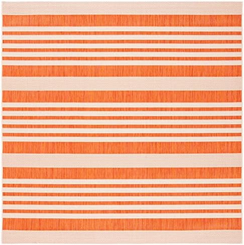 SAFAVIEH Courtyard Outdoor Square Rug 4', Terracotta & Beige CY6062-241 by Unknown