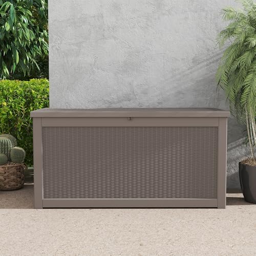LAUSAINT HOME 320 Gallon Outdoor Storage Box, Package Delivery Box with Lockable Lid, Deck Box Outdoor Waterproof For Garden Tools, Patio Cushions(320 Gallon,Grey) - Image 5