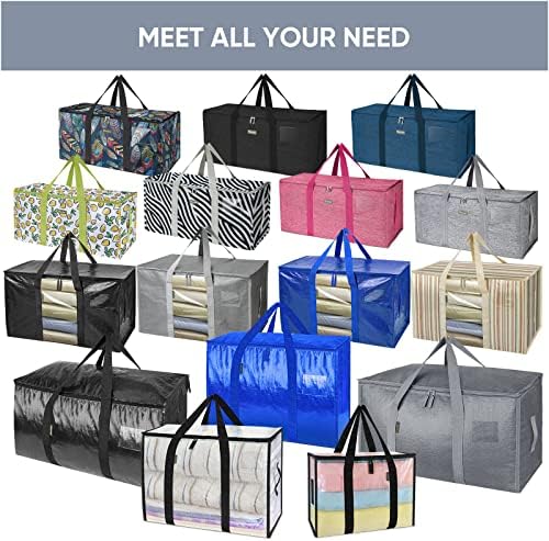 BALEINE 8-Pack Oversized Moving Bags with Reinforced Handles, Heavy-Duty Storage Tote Moving Supplies for Packaging, Camping (Blue w/Window, 8-Pack) - Image 7