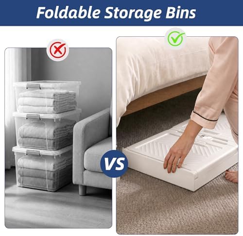 SAILUN 190QT Stackable Storage Bins with Lid, Storage Cabinet 4 Pack White - Image 5