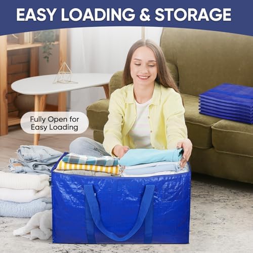 TICONN 16 Pack Extra Large Moving Bags with Zippers & Carrying Handles, Heavy-Duty Storage Tote Moving Boxes for Space Saving (16 PK, 30 Gallon) - Image 6