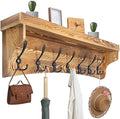 WEBI Wall Shelf with Hooks Underneath,35" Long Wall Mounted Coat Rack with Shelf,Entryway Shelves,7 Triple Hooks,Rustic Brown by WEBI