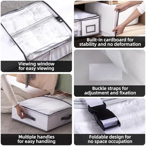 TAILI Under Bed Vacuum Storage Bags for Comforters,41x17.7x6 inch,Ivory - Image 6