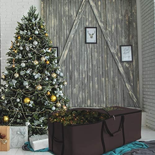 Christmas Tree Storage Bag Waterproof with Padded Carrying Handles & Dual zipper Superior Protection - Extra Large Container Duffle Bag fits up to 9 feet tall Xmas Artificial Tree (Coffee) - Image 4