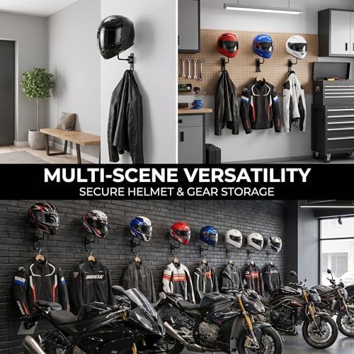 Shimeyao Motorcycle Helmet Holder Wall Mount, Metal Helmet Hanger - Image 6