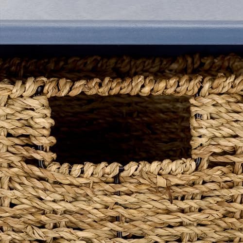 SAFAVIEH Home Collection - Finley Blue Wall Mounted 3-Basket Storage Rack with Hooks & Seagrass Baskets (HAC5700F) - Image 7