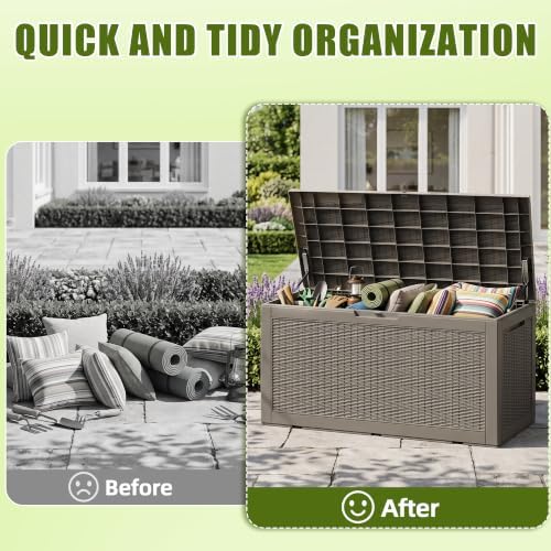 Vixzen 160 Gallon Deck Box, Waterproof Resin Outdoor Storage Box, Lockable - Image 5